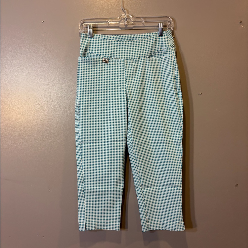 Lulu-B Blue and White Checkered Capris
